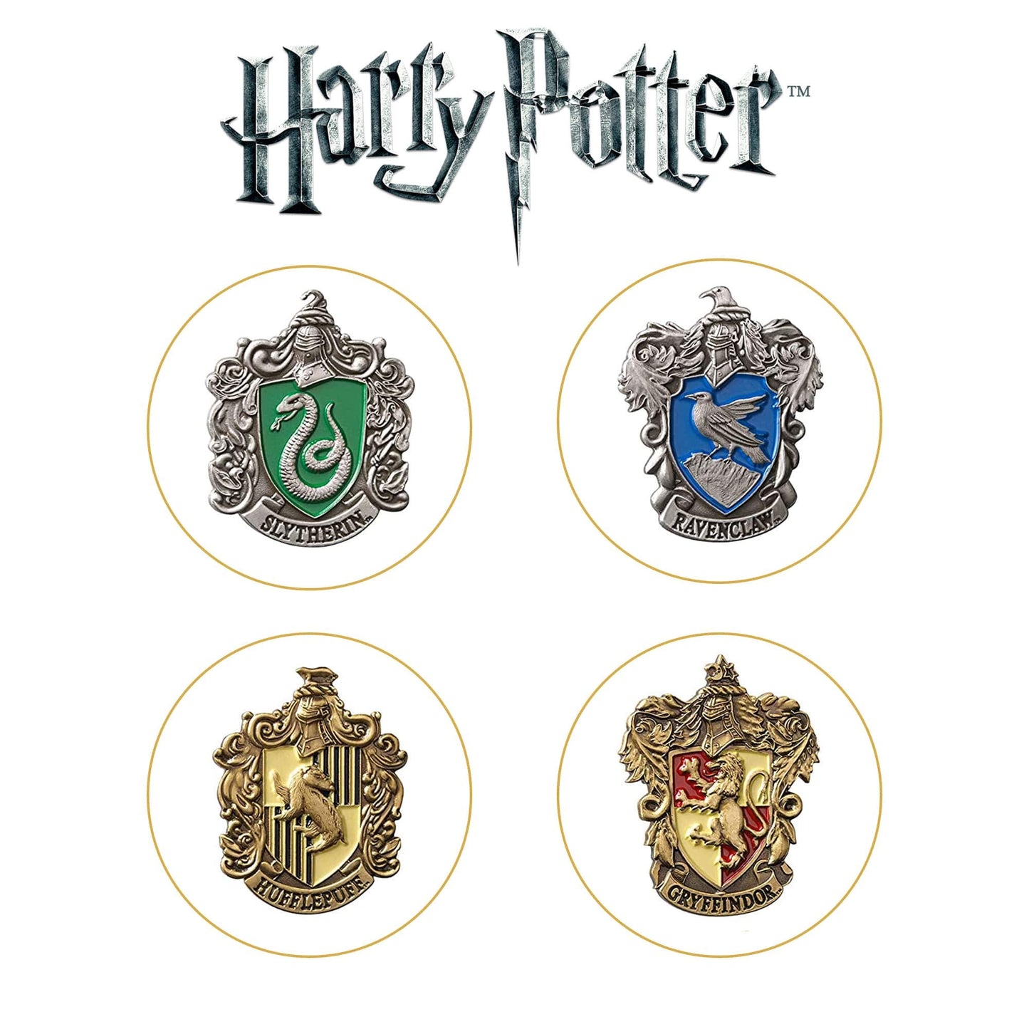 Hogwarts House Pins by The Noble Collection - Set of 5 Metal, Hand-Enamelled ...