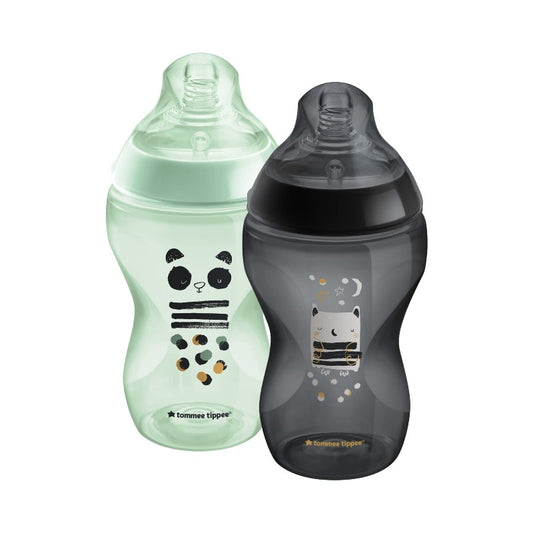 Tommee Tippee Closer to Nature Decorated Grey Baby Bottle, 340 ml, 2 Pack | Nation's Fave