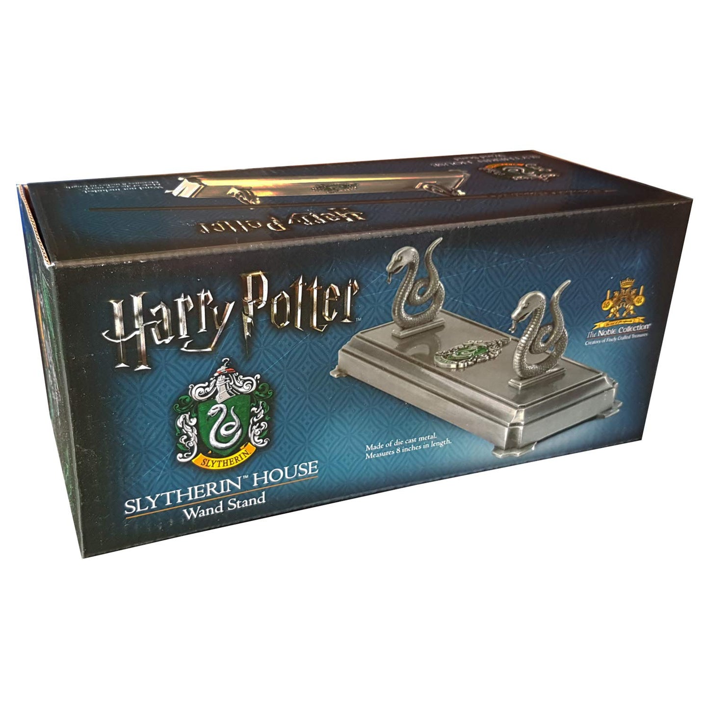 The Noble Collection Harry Potter Slytherin Wand Stand - 8in (20cm) Silver-Co...