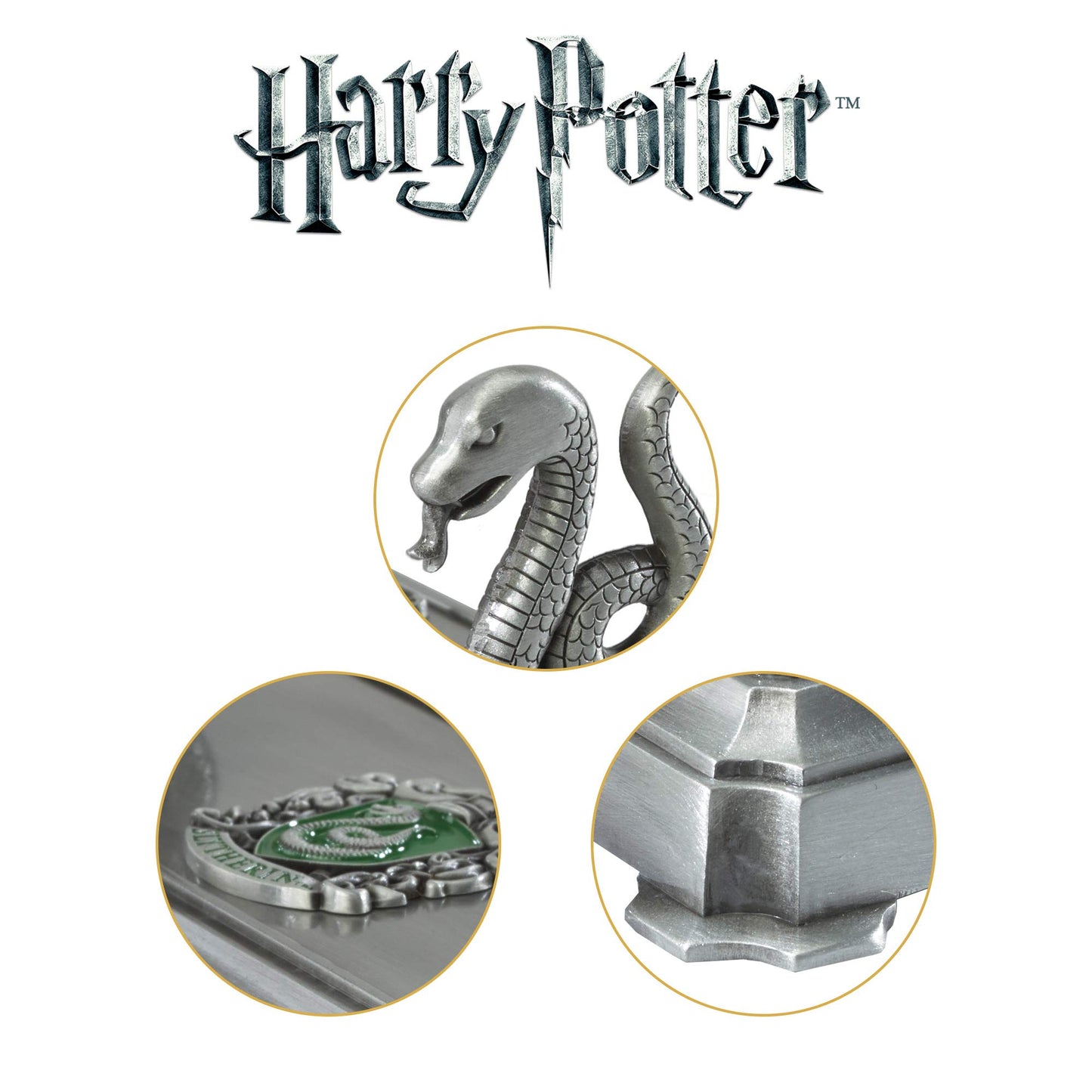 The Noble Collection Harry Potter Slytherin Wand Stand - 8in (20cm) Silver-Co...