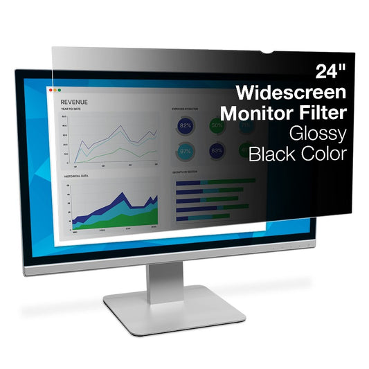 3M Privacy Filter for 24 inch widescreen LCD monitor. Black anti-glare privac...